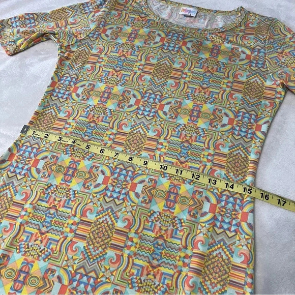 LulaRoe Womens Shirt Dress Small Geo Multi Fitted Boho Tribal Stretchy Summer - Picture 15 of 17